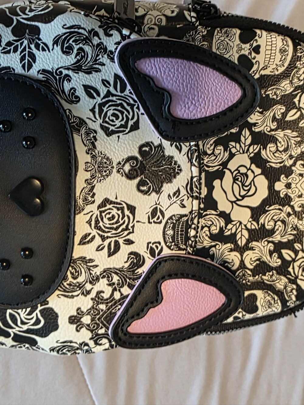 Betsey Johnson Kitsch Sugar Skull French Bulldog Mini Backpack Crossbody - Picture 2 of 7